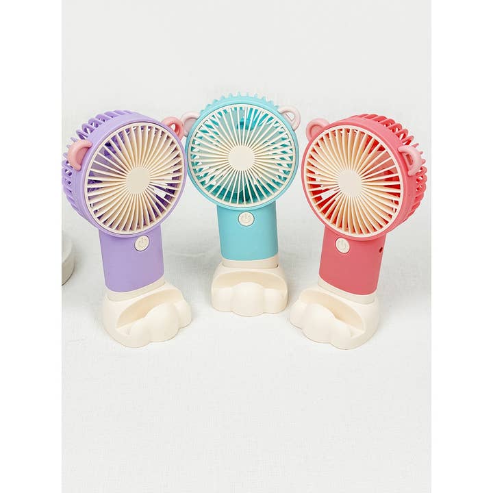 MIX COLOR Portable Hand Fan with Stand for wholesale on Faire