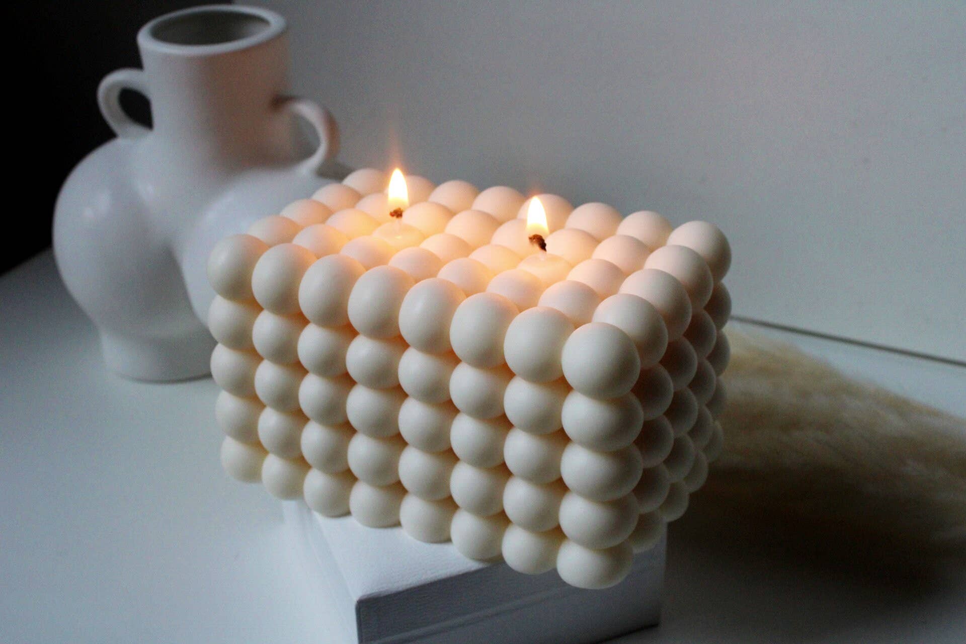 MarneyAsh - Venta al por mayor Velas de diseño llamativo - Vela grande con forma de cubo de doble burbuja, vela de burbujas XL con 2 mechas