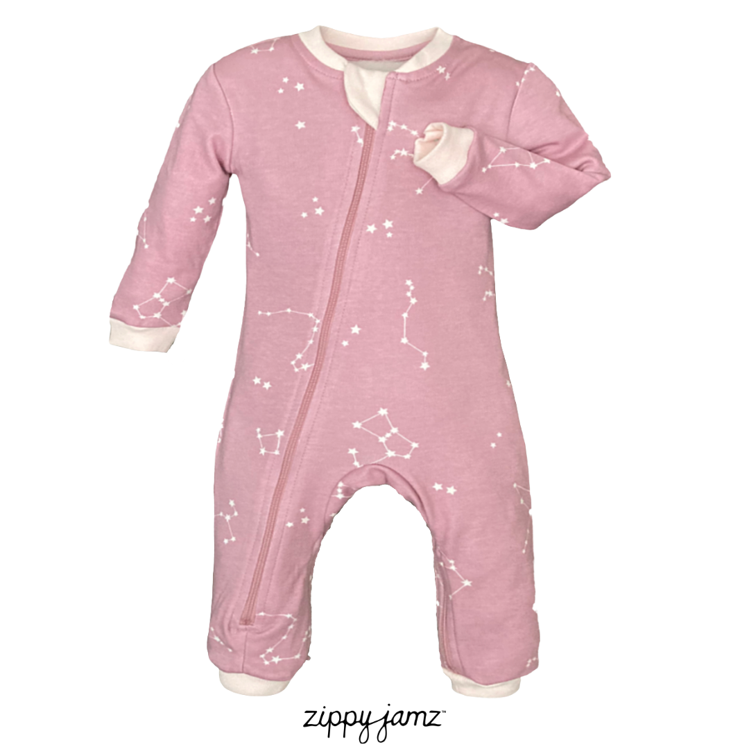 ZippyJamz - Wholesale Jumpsuit - Baby - Galaxy Love - Pink - Babysuit - Footed6