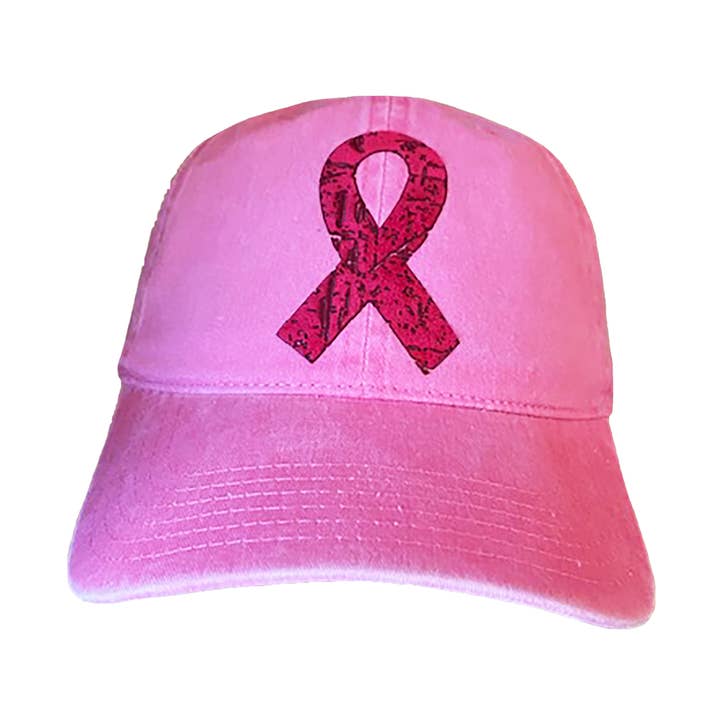 DISTRESSED CANCER RIBBON HAT for wholesale by The Alabama Girl