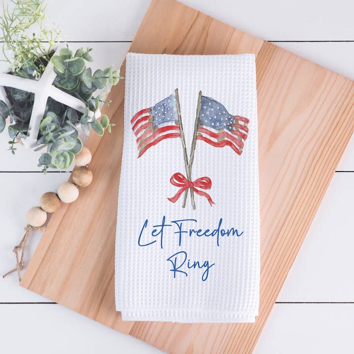 Canary Road - Wholesale Tea Towel - Custom 4th July Patriotic Kitchen Towel Red White Blue Decor1