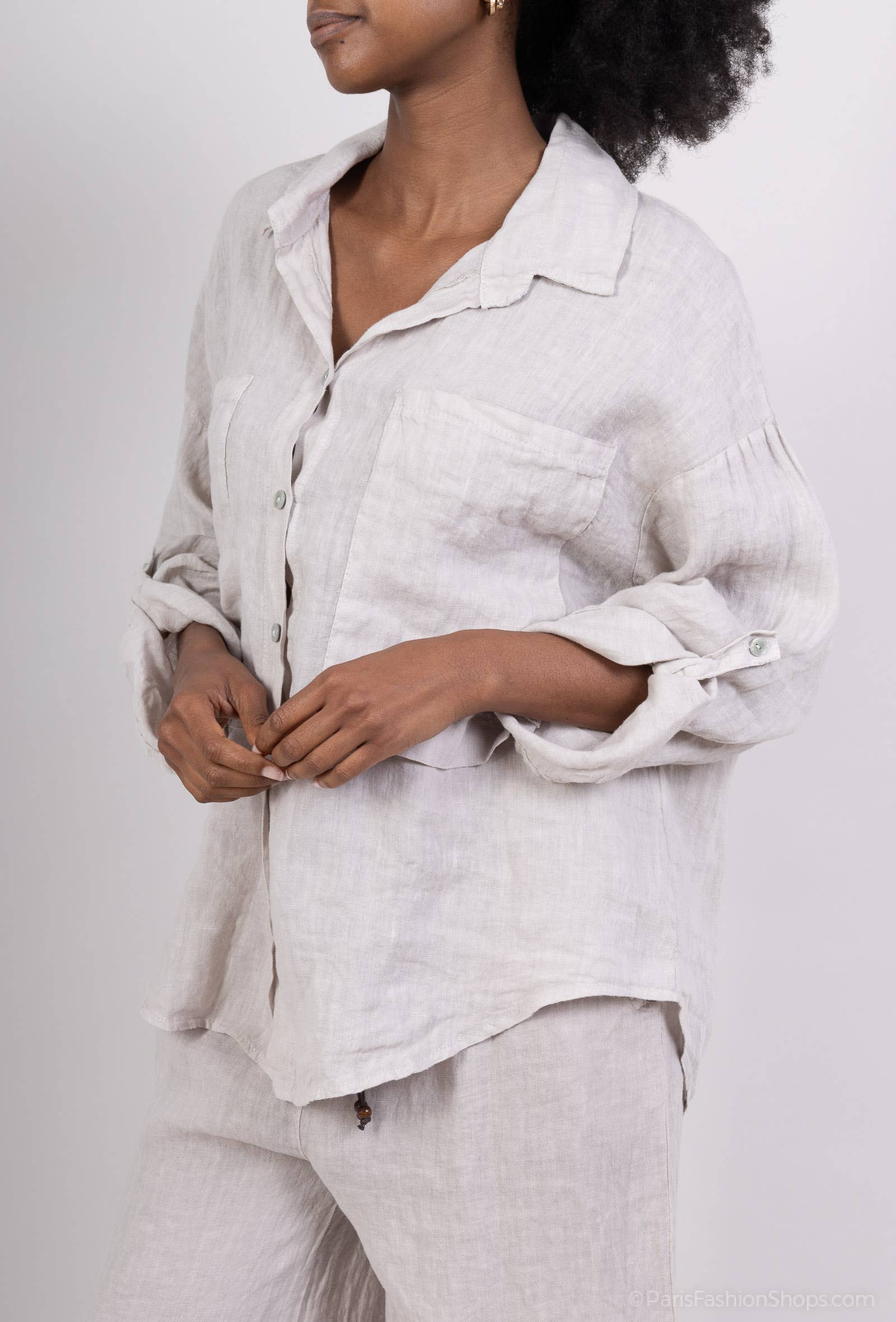 Shyloh - Wholesale Shirt - Women's - Linen shirt with 2 large pockets 1581211