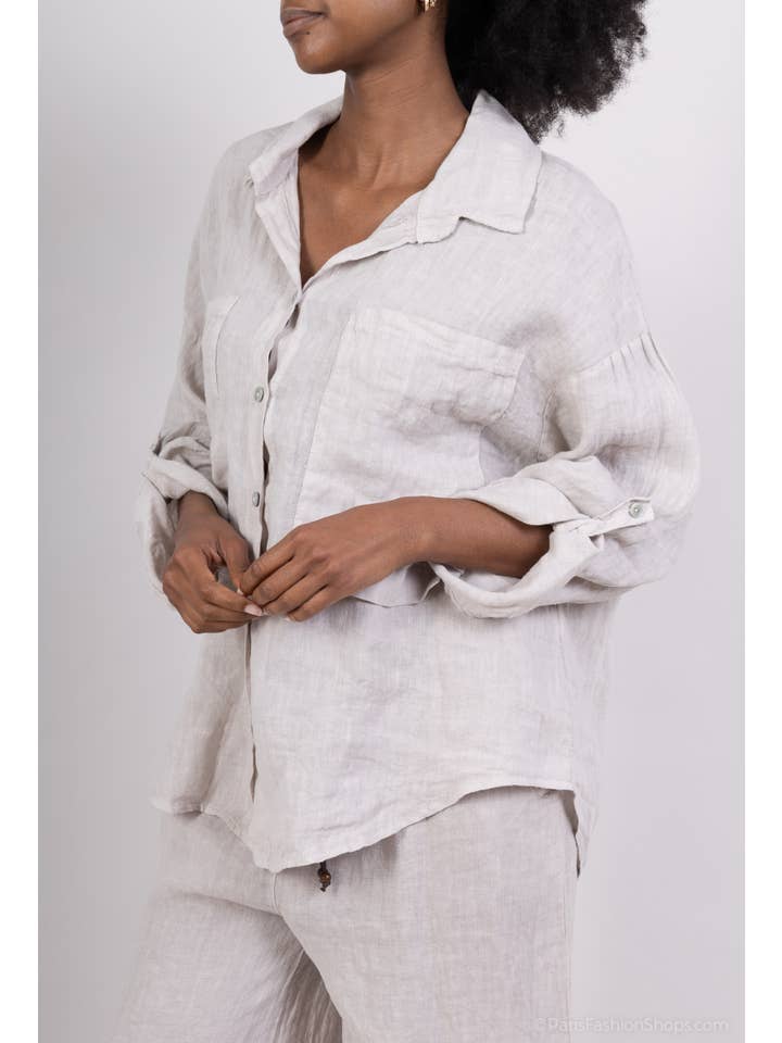 Shyloh - Wholesale Shirt - Women's - Linen shirt with 2 large pockets 1581211