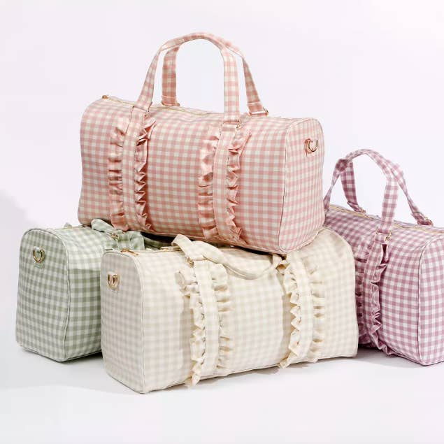 Gingham Ruffle Duffle Bag Weekender Bag and other Purchase Wholesale tumbling. Free Returns & Net 60 Terms on Faire trending on Faire.