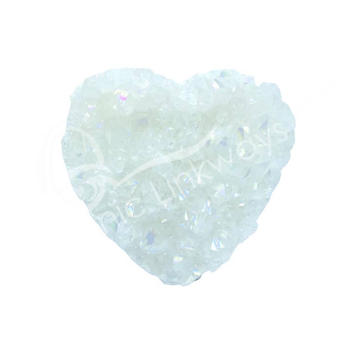 Oceanic Linkways Inc - Wholesale Spiritual Stone/Crystal - (KG)HEART - CRYSTAL QUARTZ PLATED ANGEL AURA WITH DRUSE 2-3