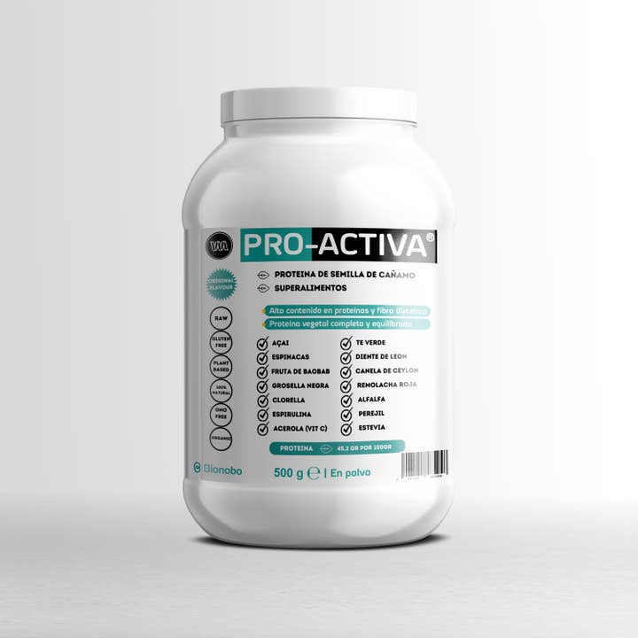 Bionobo - Wholesale Protein/Superfood Powder - PRO-ACTIVA® | Hemp Seed Plant Protein Powder (500g) +Superfoods and Added Enzymes | Free Shipping Peninsula |