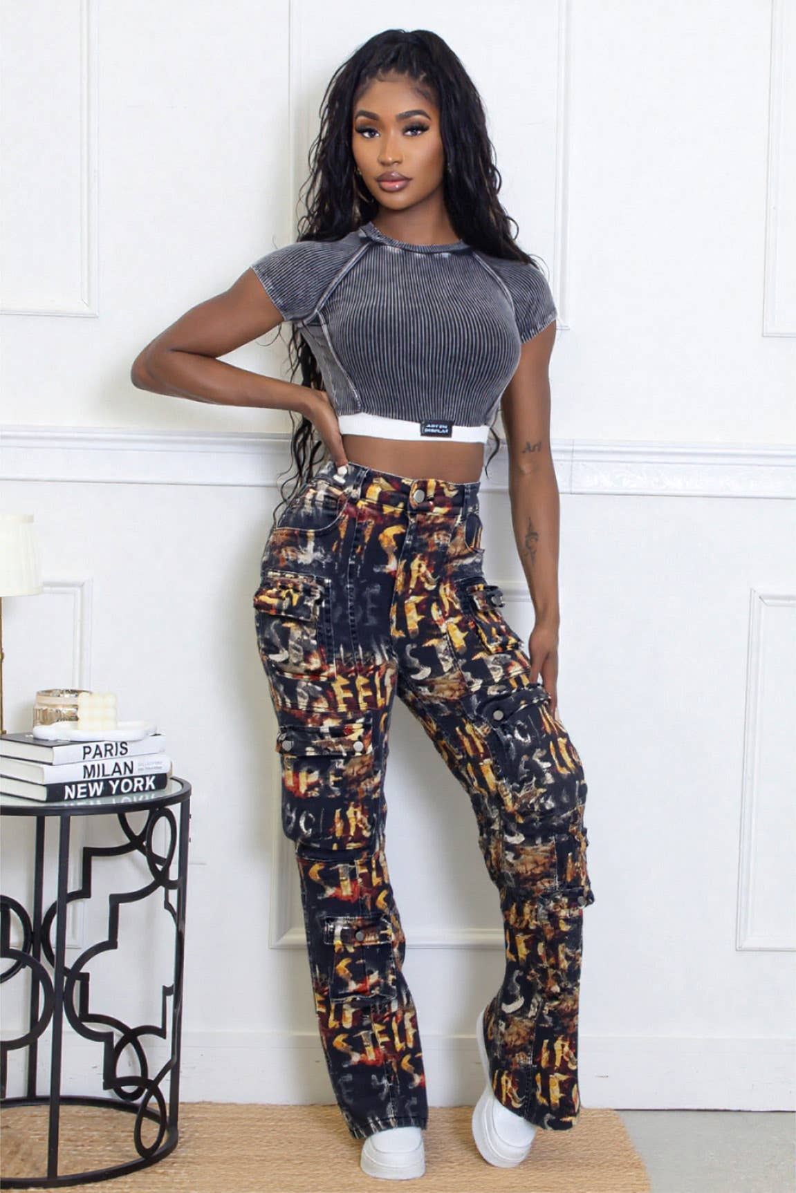 5besties inc - Wholesale Jeans - Women's - TIE DYE PRINT UTILITY CARGO JEANS2