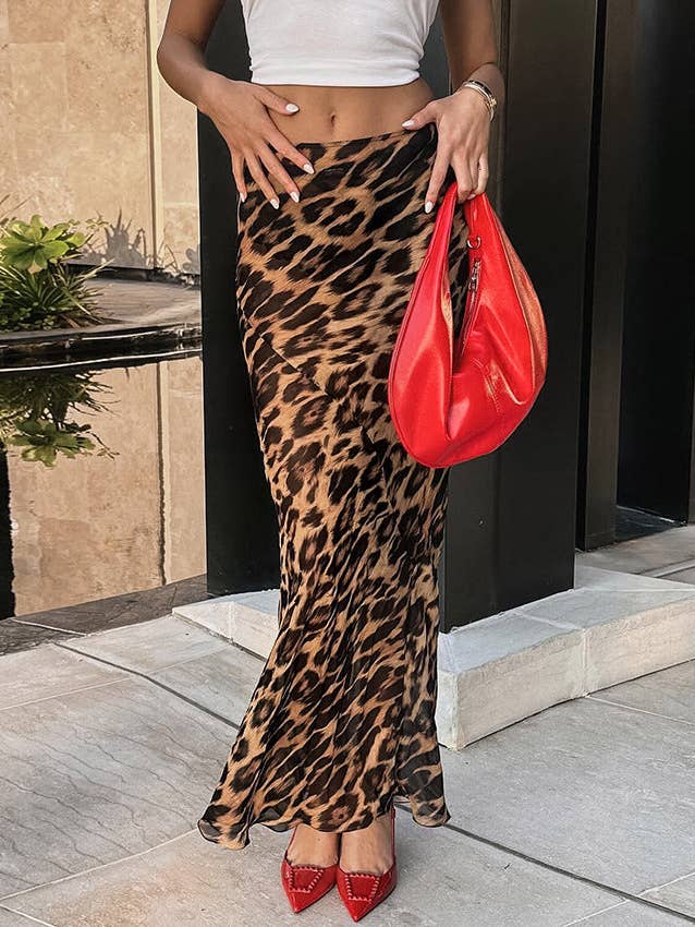 Marayn - Wholesale Skirt - Women's - Vintage Leopard Maxi Skirt Retro Summer Style 202414