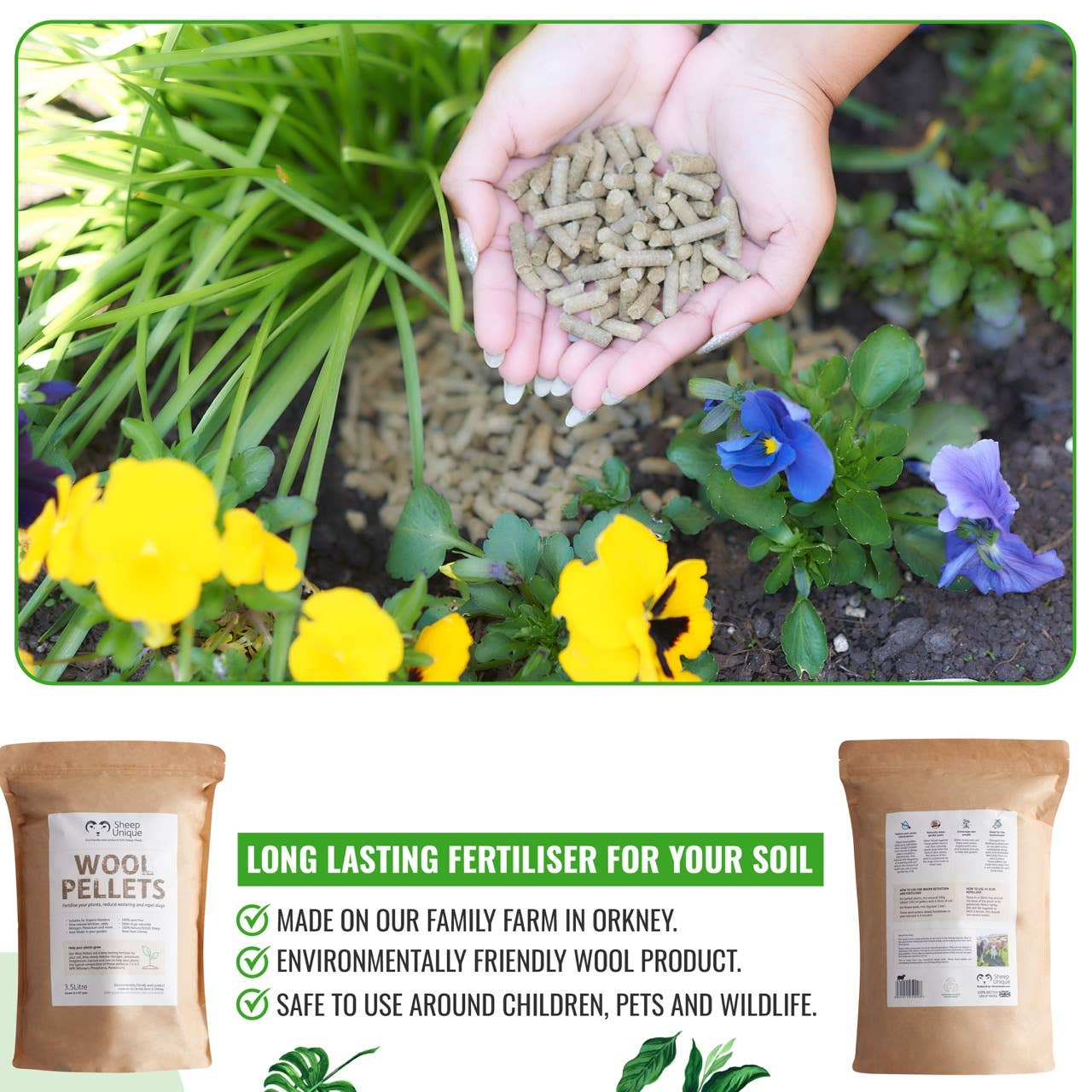 Sheep Unique – wholesale Planting/potting soil – Garden Wool Pellets - Natural Fertiliser Eco, Peat-Free 3.5L8