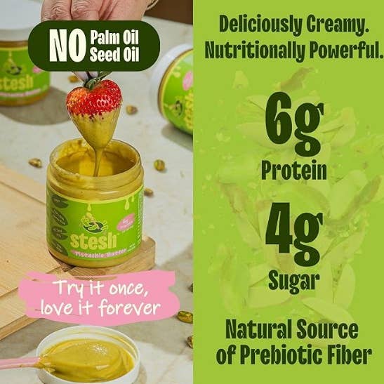 Stesh Butter - Wholesale Nut Butter - Pistachio Butter | Prebiotic Fiber, Vegan, Protein Spread6