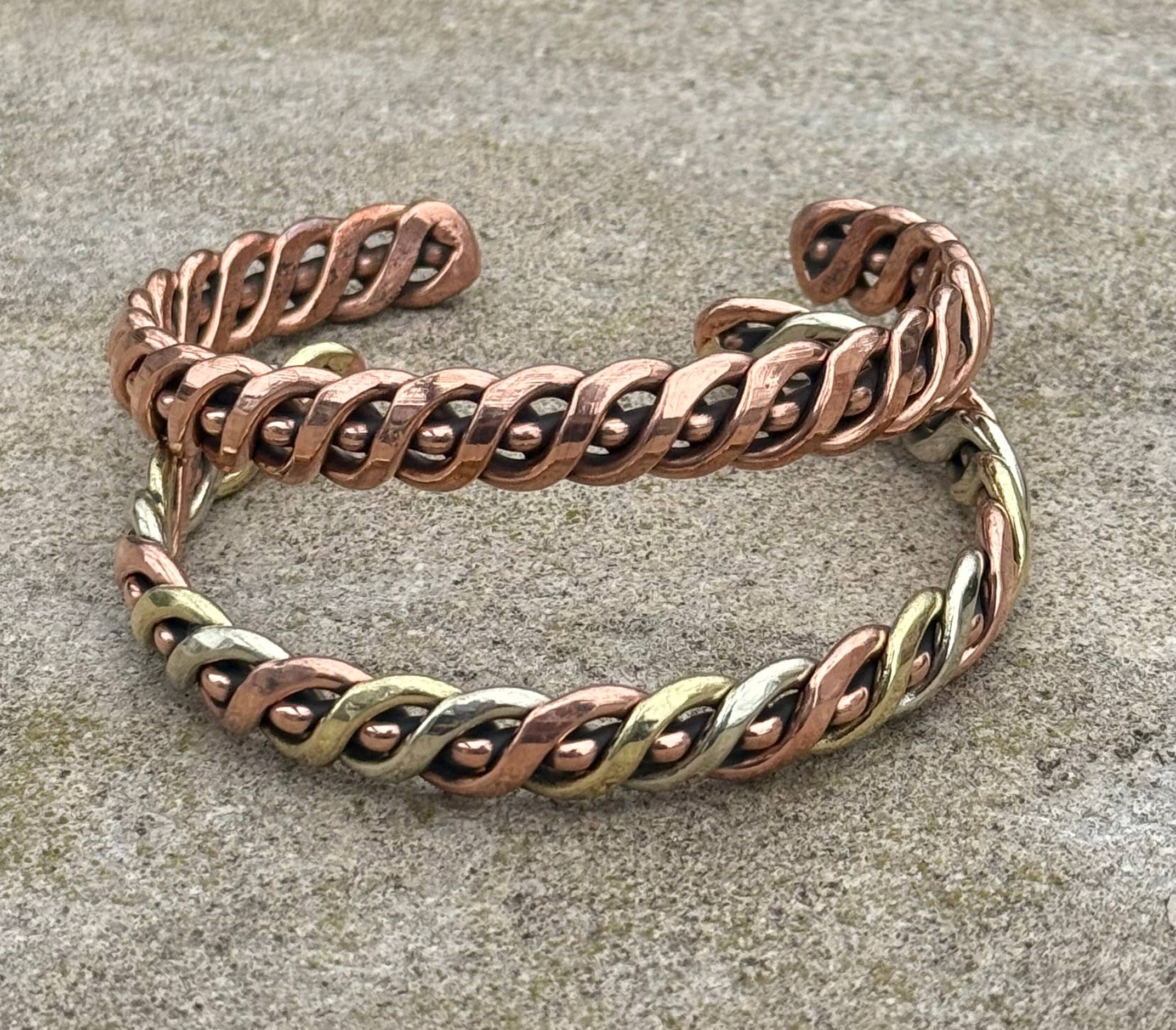 Lungta Imports - Wholesale Cuff Bracelet - Tibetan Style Solid Copper Twisted Open Back Heavy Bracelet 5
