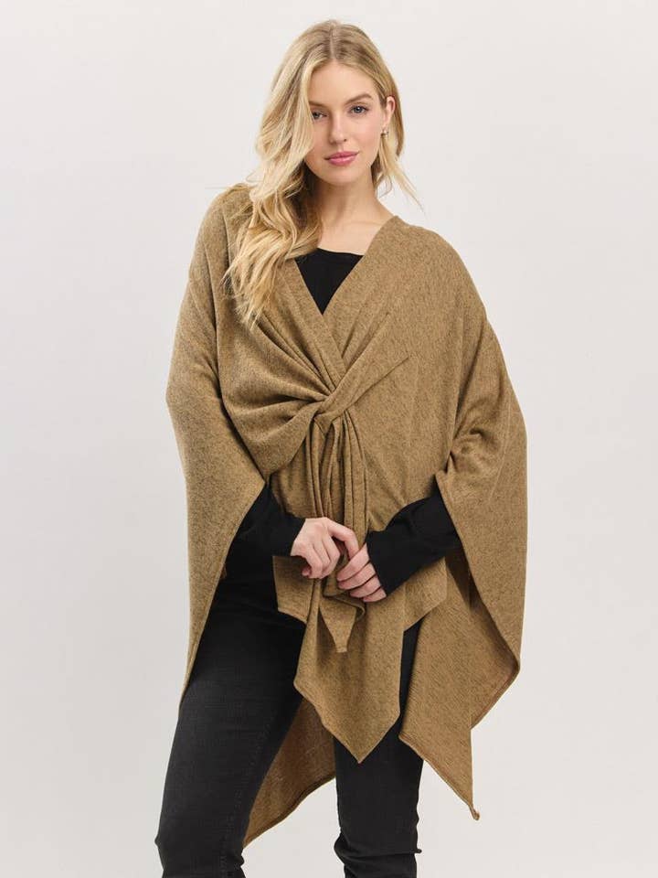 Solid Pull Through Wrap Poncho MS-0453 for engroshandel hos anbfashion
