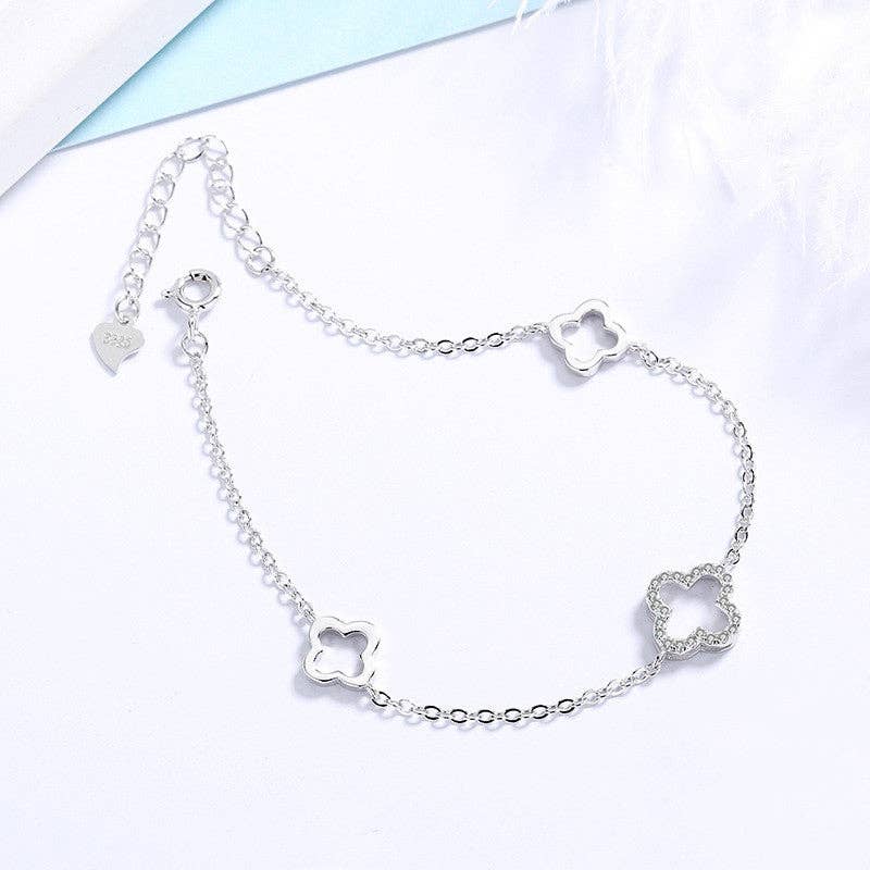 Perimade & Co. LLC - Wholesale Charm/Dangle Bracelet - Triple Four Leaf Clover Bracelet in 925 Sterling Silver3