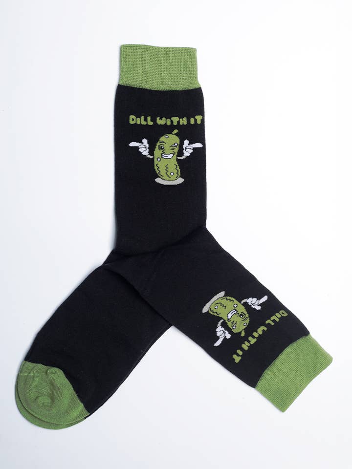 Just Fun Socks - Wholesale Socks - Men's - Men's Dill With It Pickle Crew Socks0