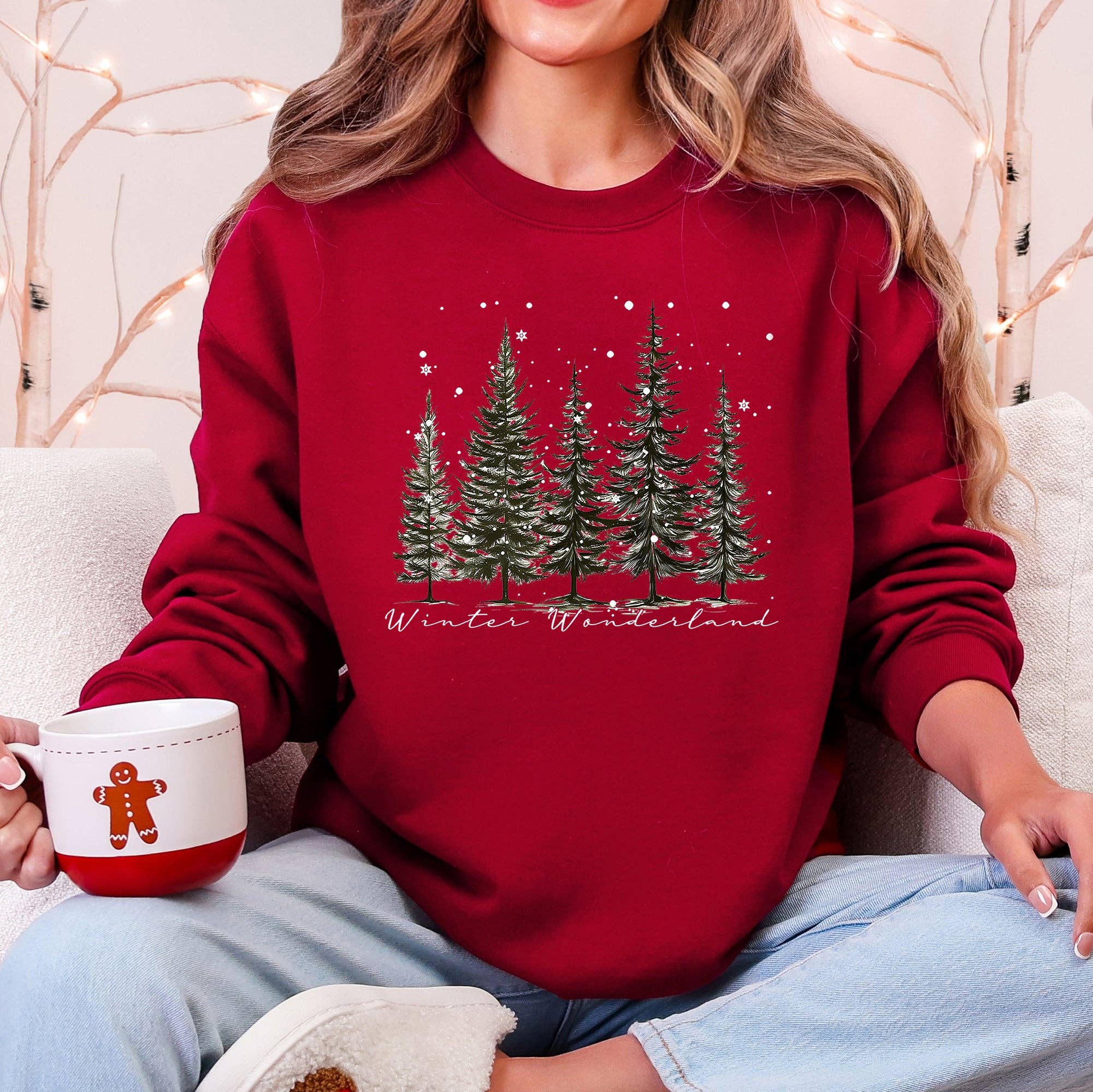 Refinery Number One LLC - Vente Sweat-shirt à imprimés – unisexe - Hiver Merveilleux, Sapins de Noël, Sweat à Neige1
