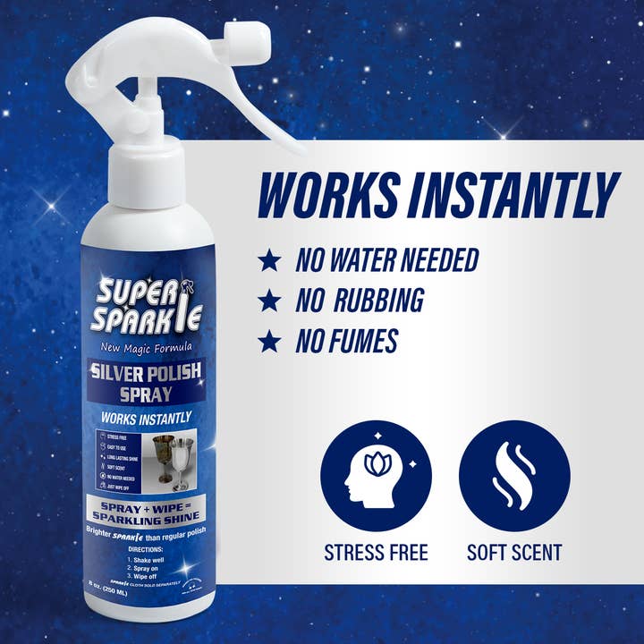 Super Sparkle - Wholesale All-Purpose Cleaning Spray - Silver Polish Cleaner Spray (Spray Only) 8 Oz