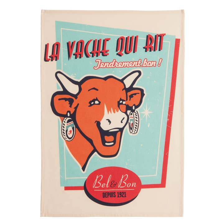 Coucke - Vendita all'ingrosso Strofinacci - VACHE QUI RIT - Retro Vaniglia - strofinaccio 50x75 in cotone