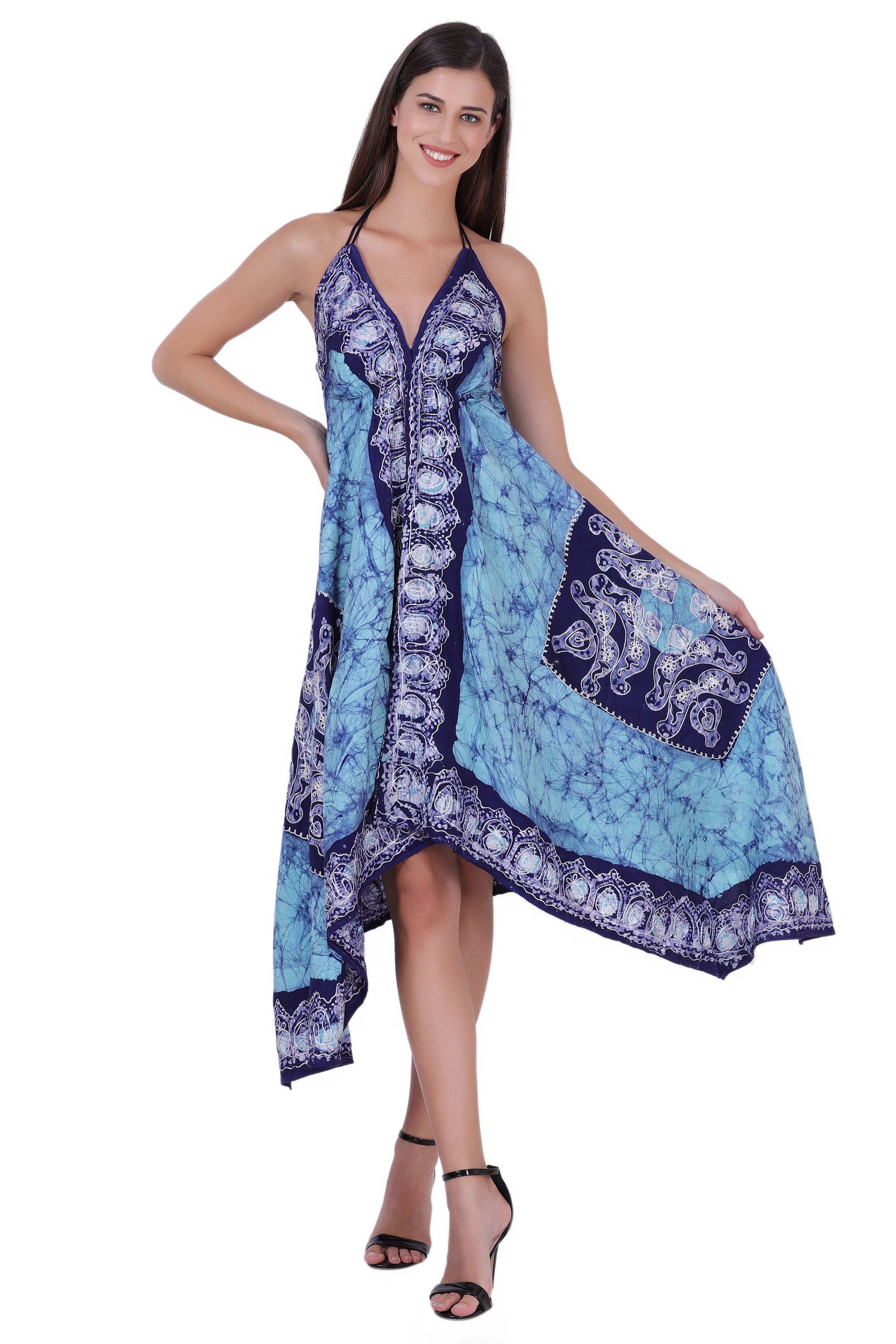 Advance Apparels – wholesale Dress – Women's – Batik Scarf Dress Elastic Back 14589