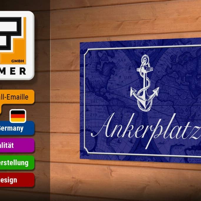 Femer - Venta al por mayor Letreros - Letrero de madera con texto de 18 x 12 cm, diseño de ancla con forma de ancla y velero2
