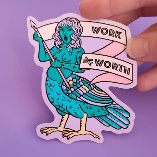 Anticapitalist Harpy Vinyl Sticker: Disability Rights, Gifts for Lefties for wholesale by Abi Stevens Illustration