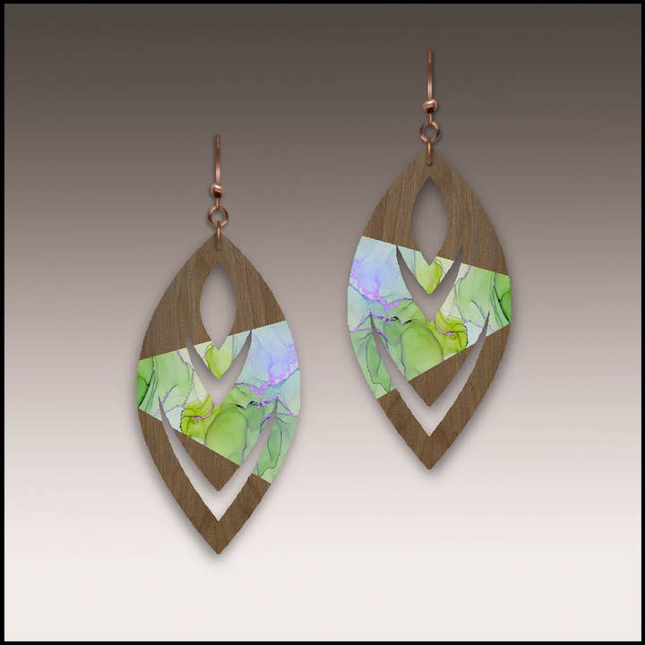 Solid Walnut Wood Earrings-A42W for wholesale by Willow by Illustrated Light