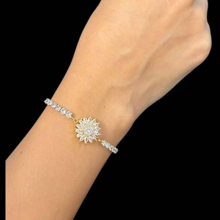 Loli - Vente Bracelets à breloques/pendentifs - Modèle Fleur Dorée Éclat Solaire - Or et Argent3