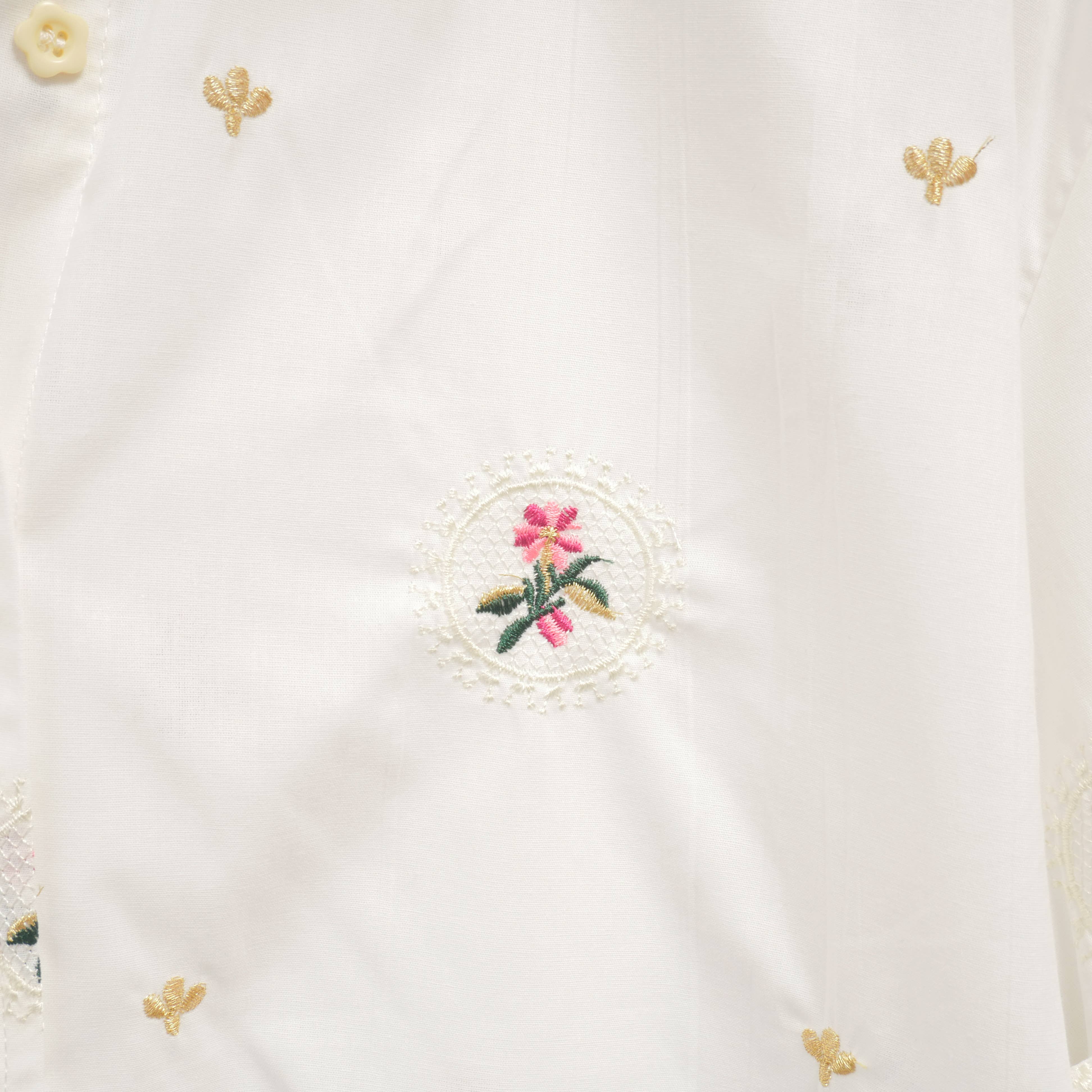 Hvid Bomuldsskjorte med blomsterbroderi FIT4762533 for engroshandel på Faire9