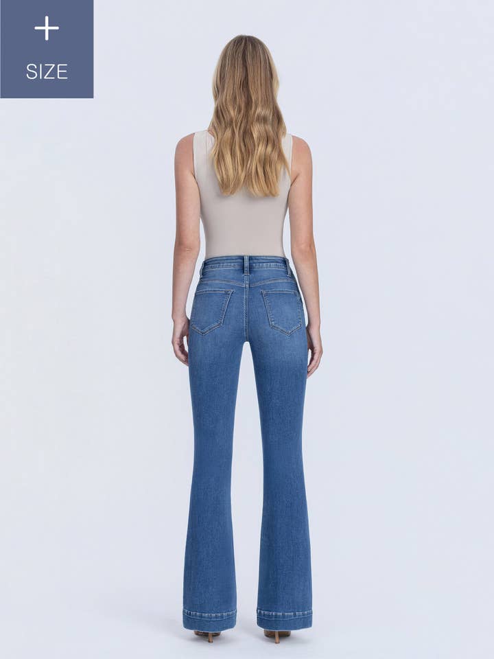 GLORIOUS BLISS PLUS TUMMY CONTROL SUPER HIGH RISE FLARE JEANS LV1955-P for wholesale on Faire5