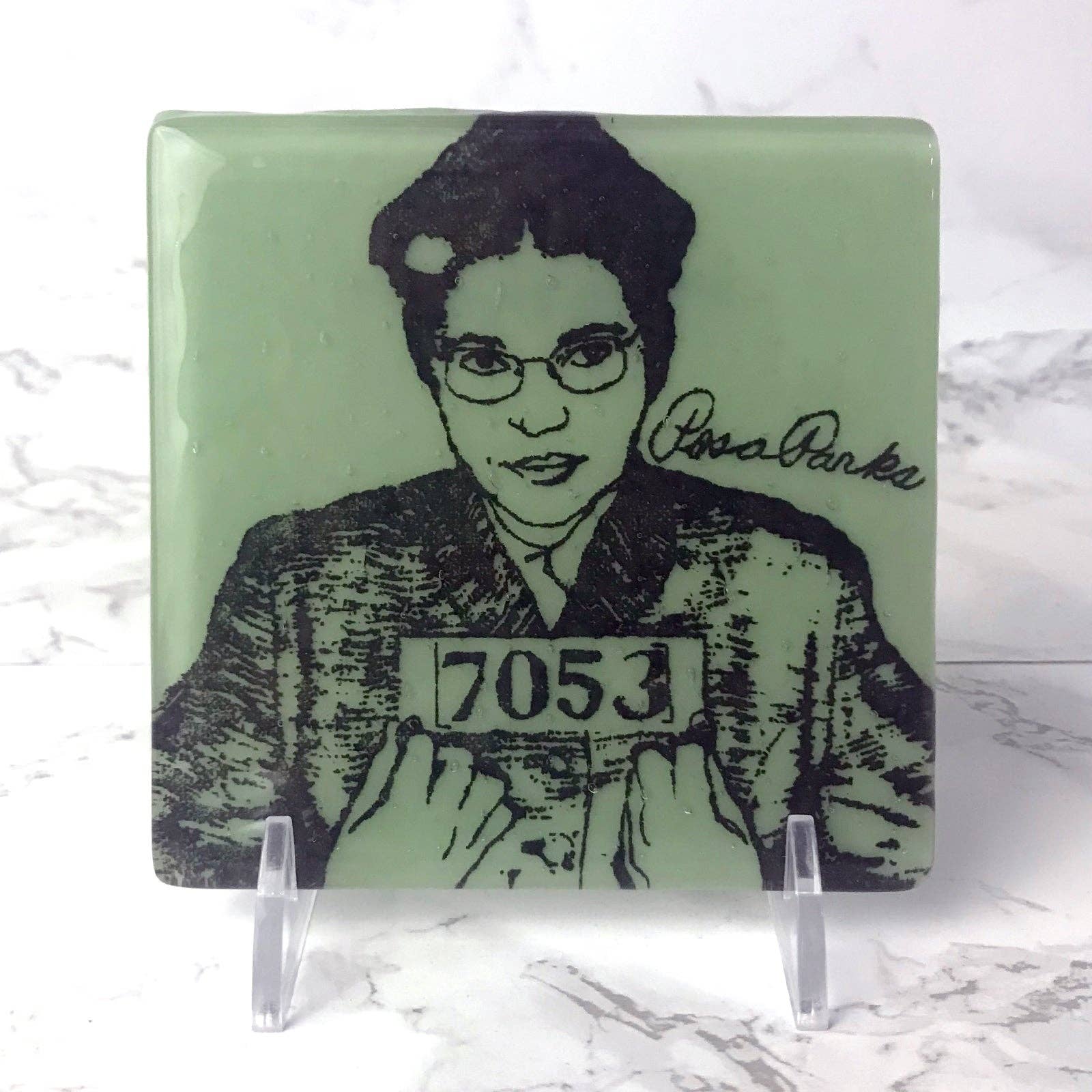 Kiku Handmade | Contemporary Fused Glass Home Goods - Wholesale Coasters - Rosa Parks Fused Glass 4" Single Coaster2