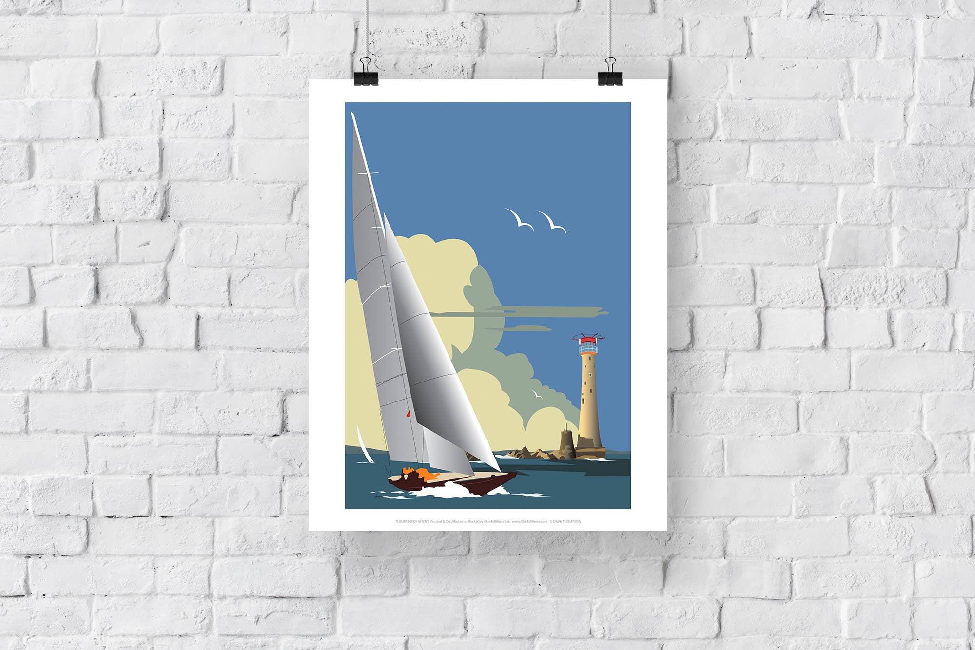 Star Editions – wholesale Art print – Boat & Lighthouse By Artist Dave Thompson - Art Print2