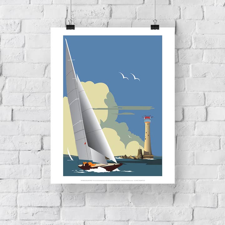 Star Editions – wholesale Art print – Boat & Lighthouse By Artist Dave Thompson - Art Print2