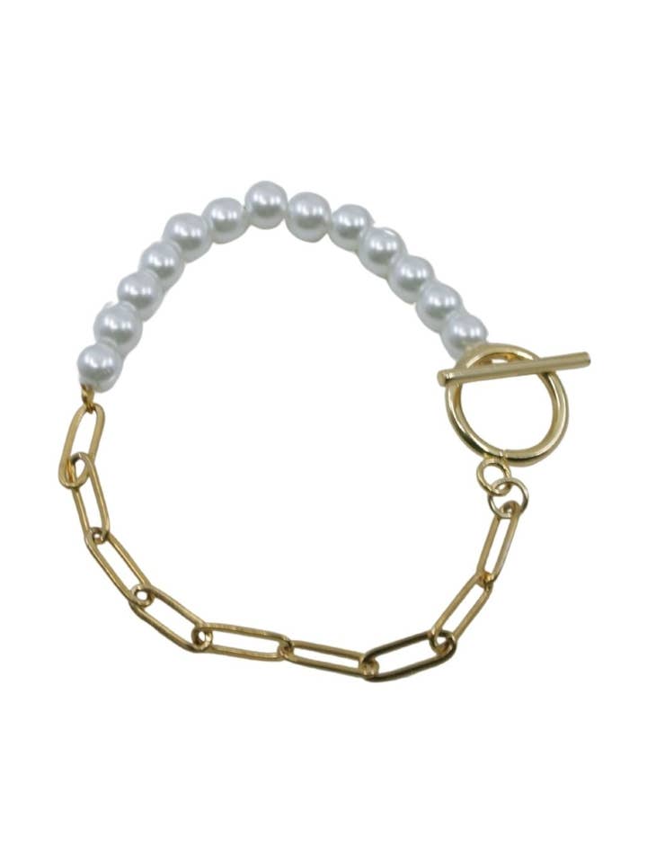 Pearl and Paperclip Lariat Bracelet for wholesale by A Blonde and Her Bag