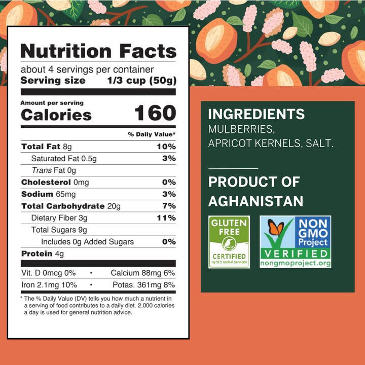 Ziba Foods - Wholesale Trail Mix - Mulberry & Sweet Apricot Seeds Pairing Vegan Trail Mix 5 oz3
