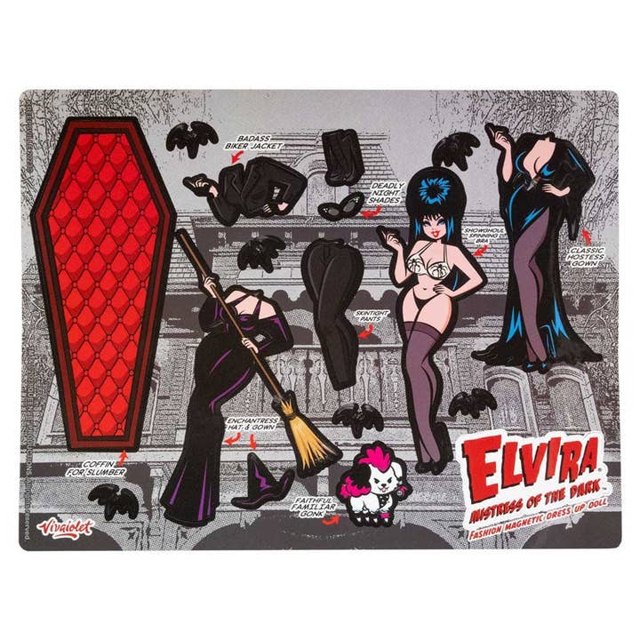 Elvira Mistress of The Dark Coffin Dress up Magnet Set for wholesale by Kreepsville