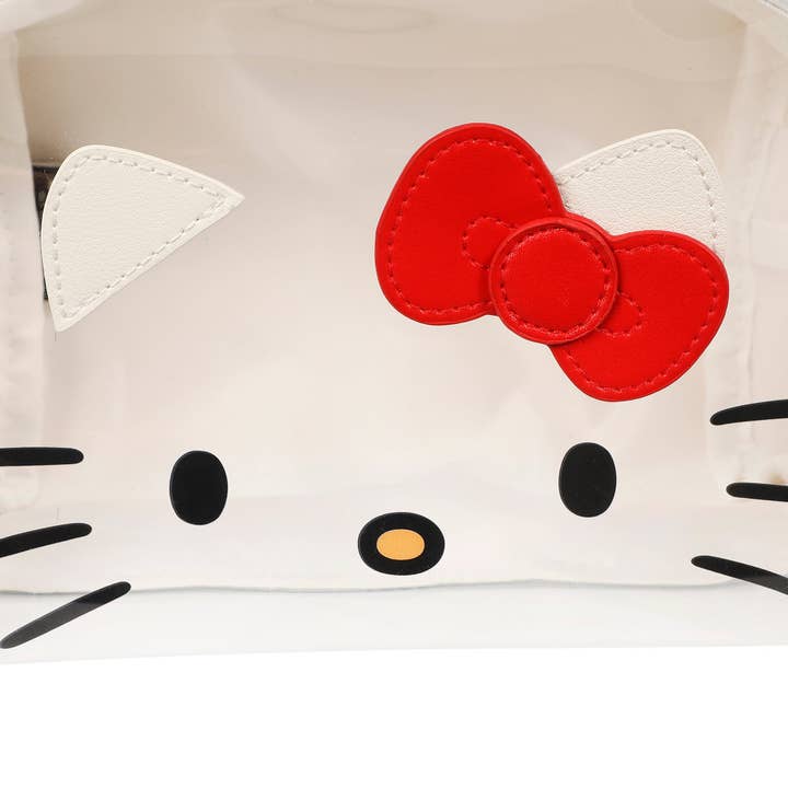 Bioworld Merchandising - Wholesale Makeup/Cosmetic Bag - Sanrio Hello Kitty Face Cosmetic Bag with 3D Bow and Zipper Closure4