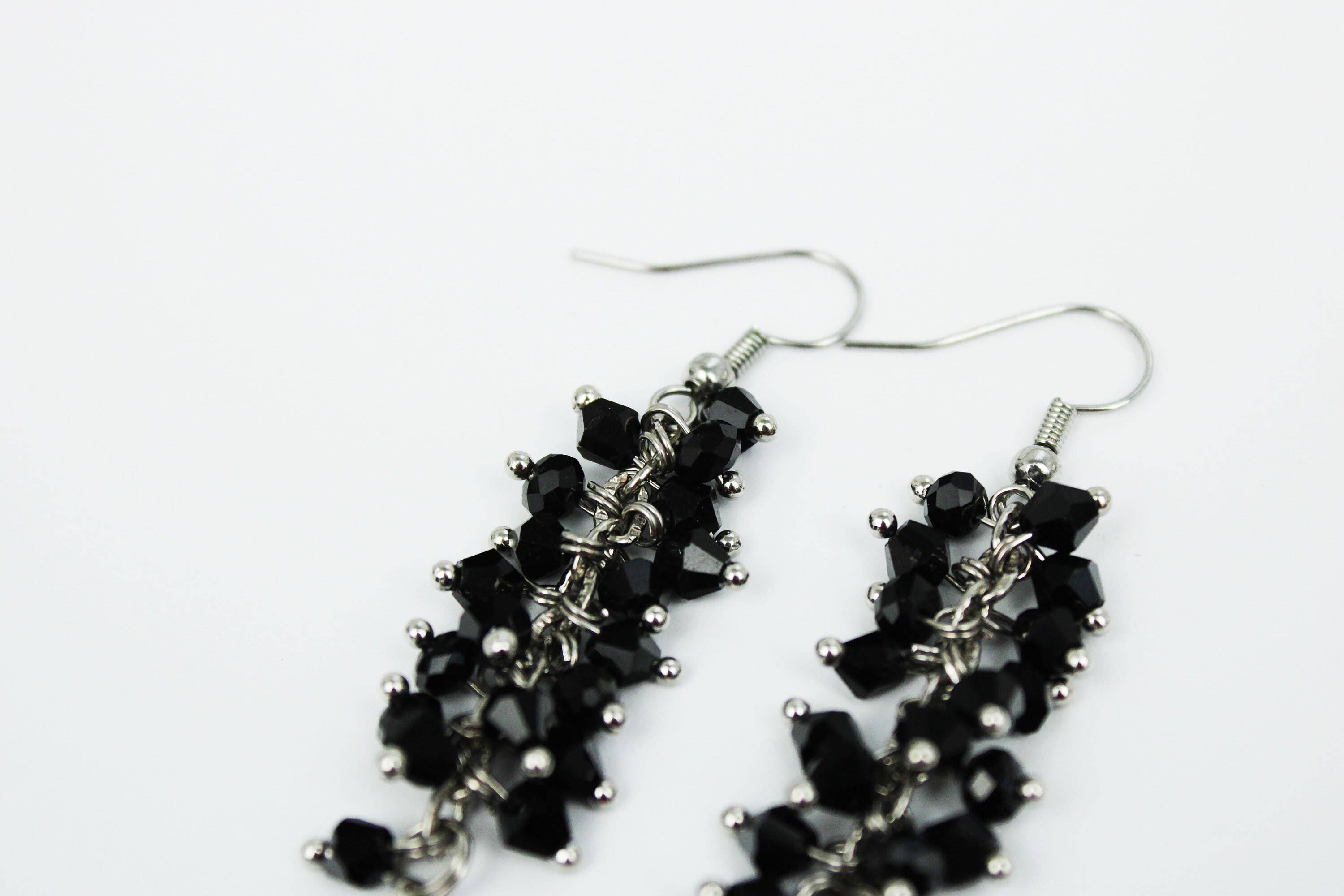 Ninolia - Wholesale Dangle Earrings - Black Drop Earrings Black Stone Cluster Earrings Gemstone Statement Jewelry6