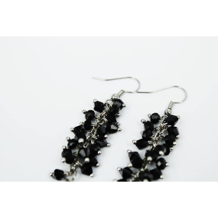 Ninolia - Wholesale Dangle Earrings - Black Drop Earrings Black Stone Cluster Earrings Gemstone Statement Jewelry6