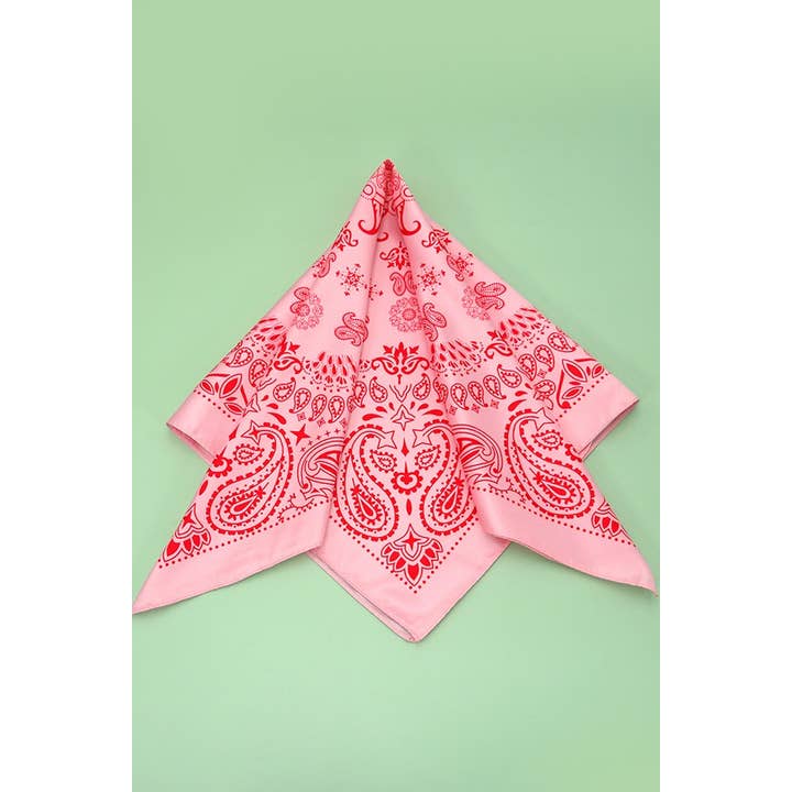 PAISLEY PINK SILKY FEEL BANDANA SCARF | 40SC616 for wholesale on Faire