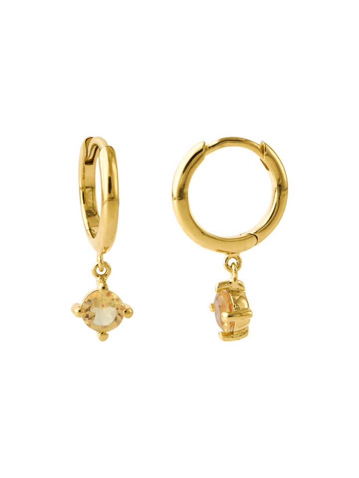 Créole en argent, plaqué or 18ct, avec citrine de 4mm pour la vente par Campur GmbH