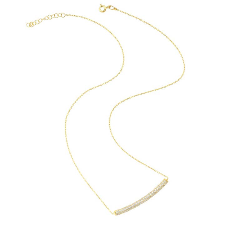 Dainty Curved Bar Necklace Pendant in Silver for wholesale by Amorium