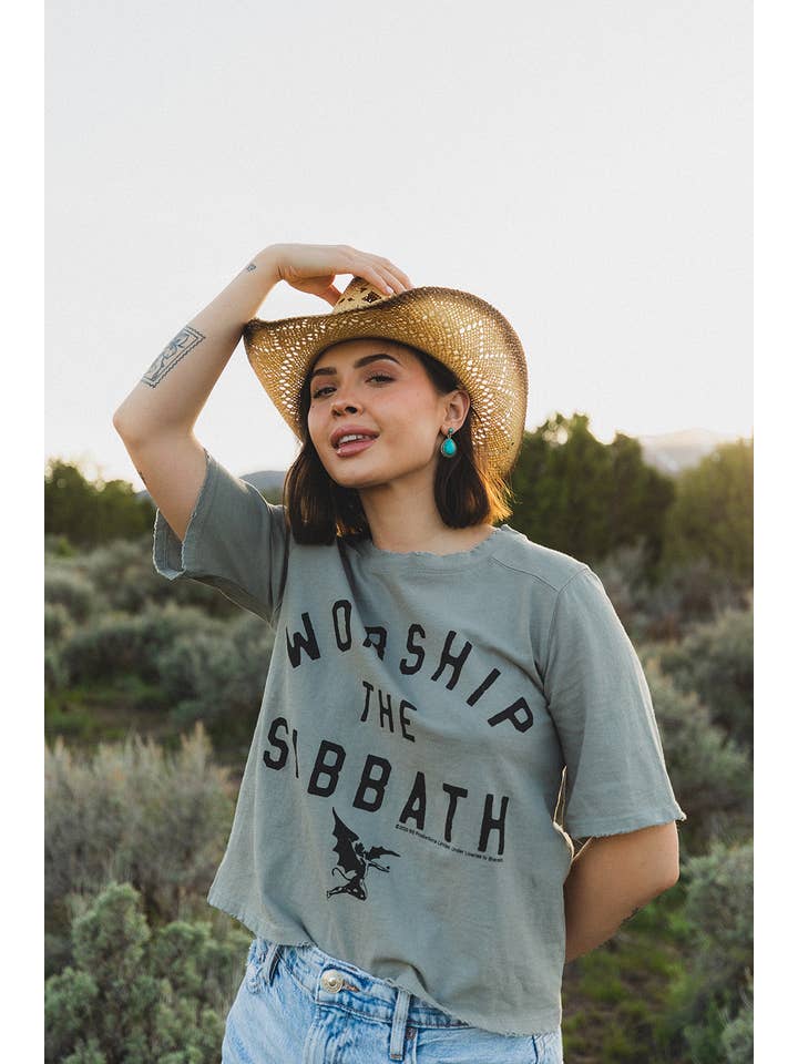 People Of Leisure - Wholesale Screen Printed T-Shirt - Women's - Black Sabbath Worship The Sabbath Tee2