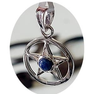 Ciondolo Sterling Pentacle Wiccan - Lapislazzuli per la vendita all'ingrosso da parte di Crystal Earth Sterling