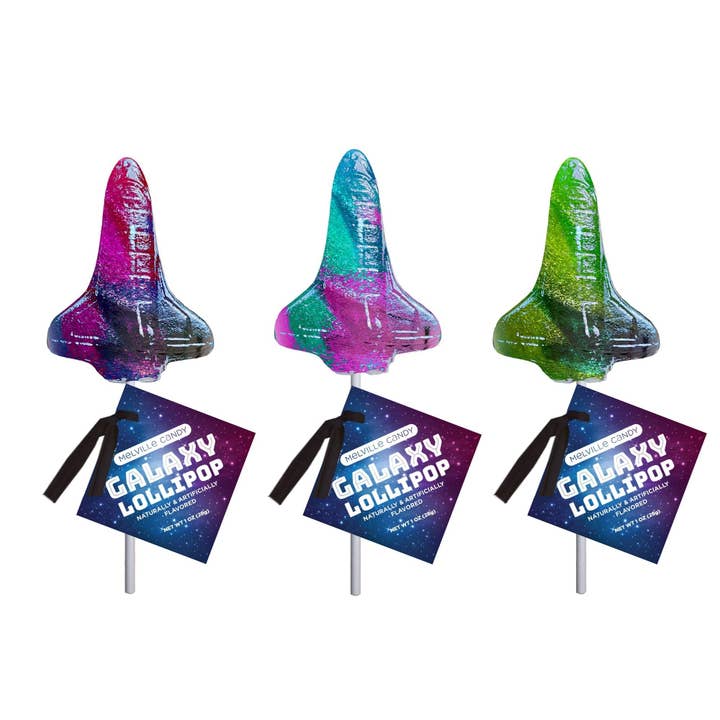Melville Candy Company - Vente Sucettes - Sucettes Glitter Swirl Galaxy Space Shuttle - Assorties1
