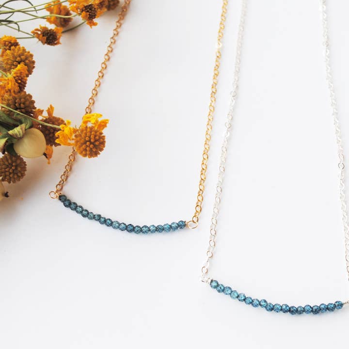 Seaflowerjewelry - Wholesale Pendant/Charm Necklace - London Blue Topaz Gem Bar Necklace