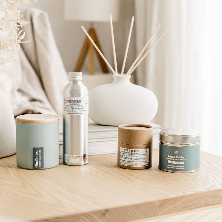 Purbeck Candles – wholesale Travel candles – Signature Range Candle in a Tin - Mindfulness1