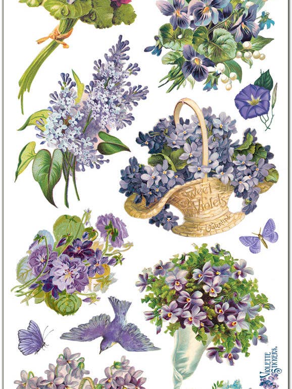 C10 Viol- og Lillablomst-klistermærker for engroshandel hos Violette Stickers