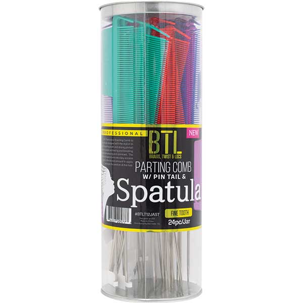 Majestic Wholesale - Vendita all'ingrosso Spazzola/pettine - SET BARATTOLO 24 PEZZI PETTINE PER TRECCE BTL CON CODA A SPILLO O SPATOLA