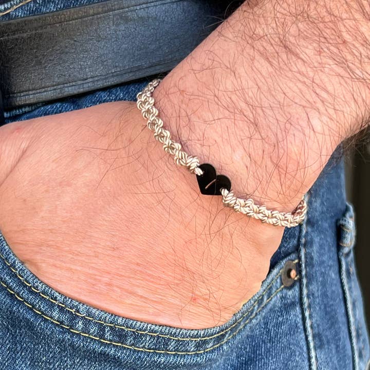 Pulsera inicial para hombre, regalo personalizado para novio, pulsera para parejas, regalo de Navidad, pulsera tejida y trenzada, pulsera a juego para venta al por mayor de Melina Almonte Couture