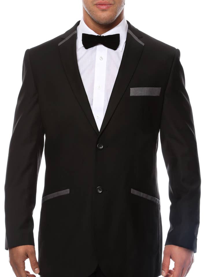 Blazer masculino The JerseyBoy preto cinza slim fit por atacado de Ferrecci