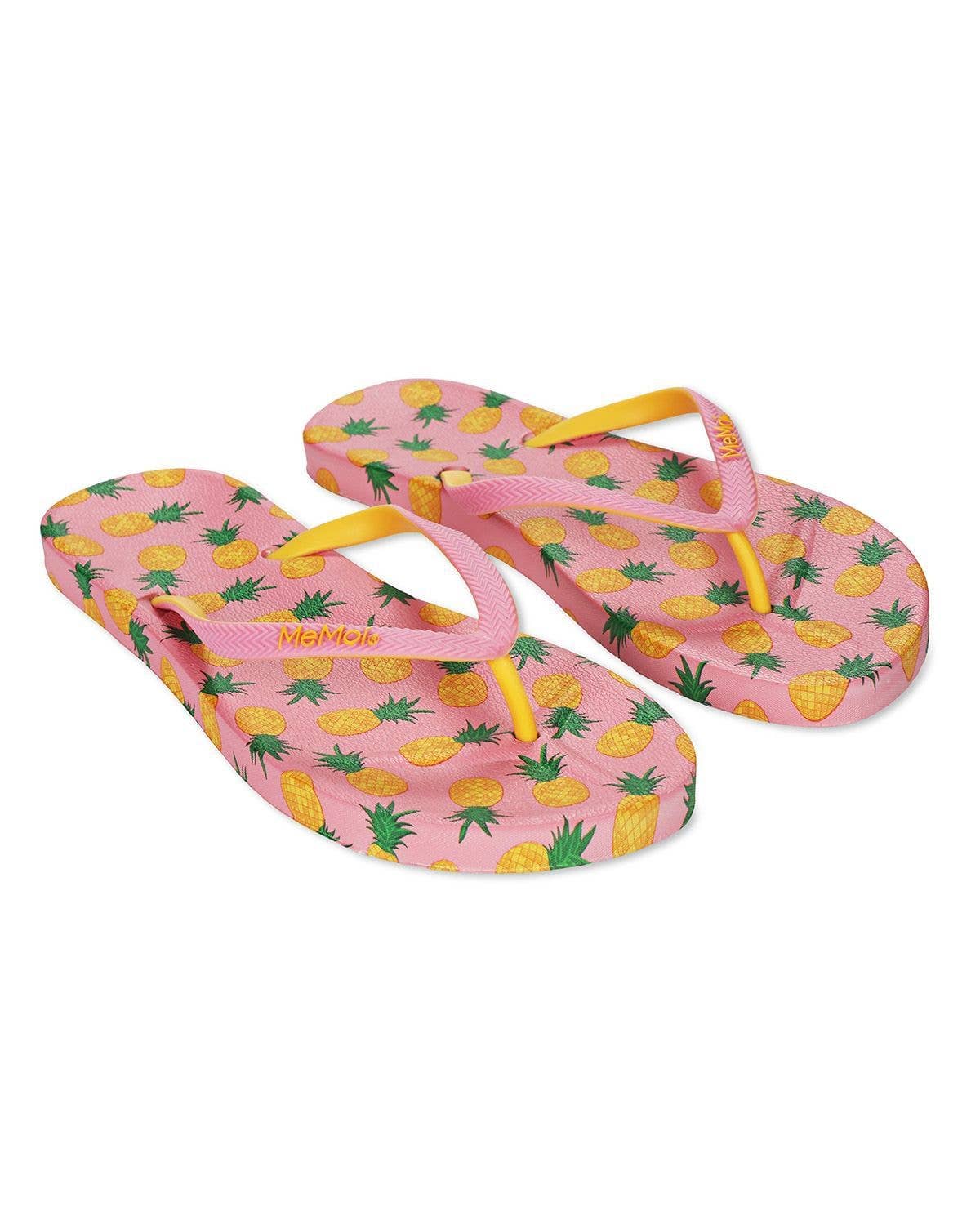 Confetti Pink Women's Pineapple Flip Flops & Mesh Bag Set for wholesale on Faire0